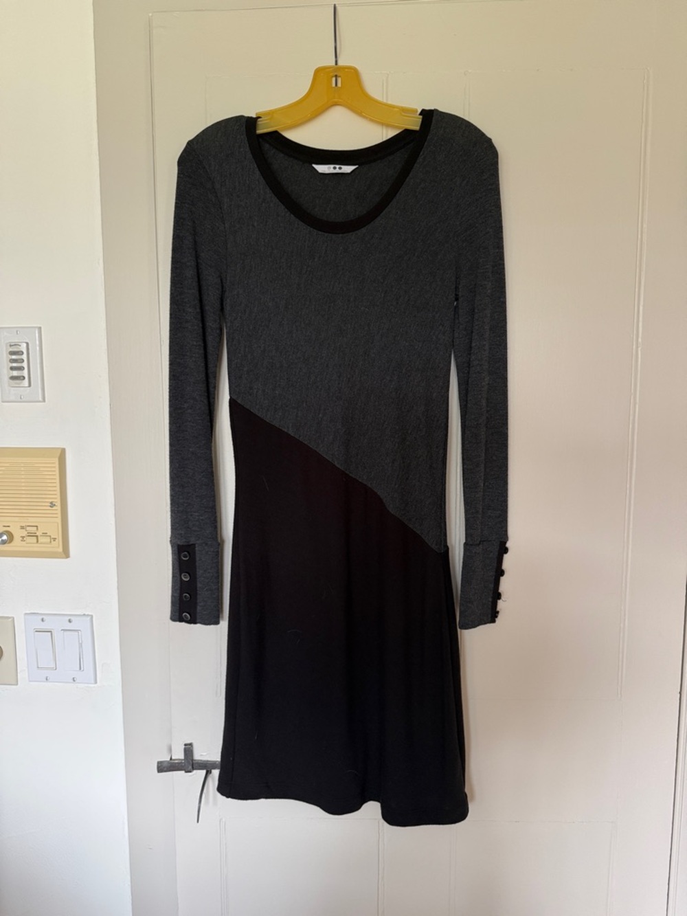 Long Sleeve Two-Tone Gray and Black Women’s Dress